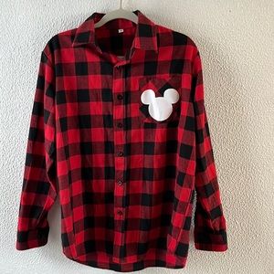 Mickey Mouse trade husband Fast Pass Red Flannel Buffalo Plaid Shirt Adult Small